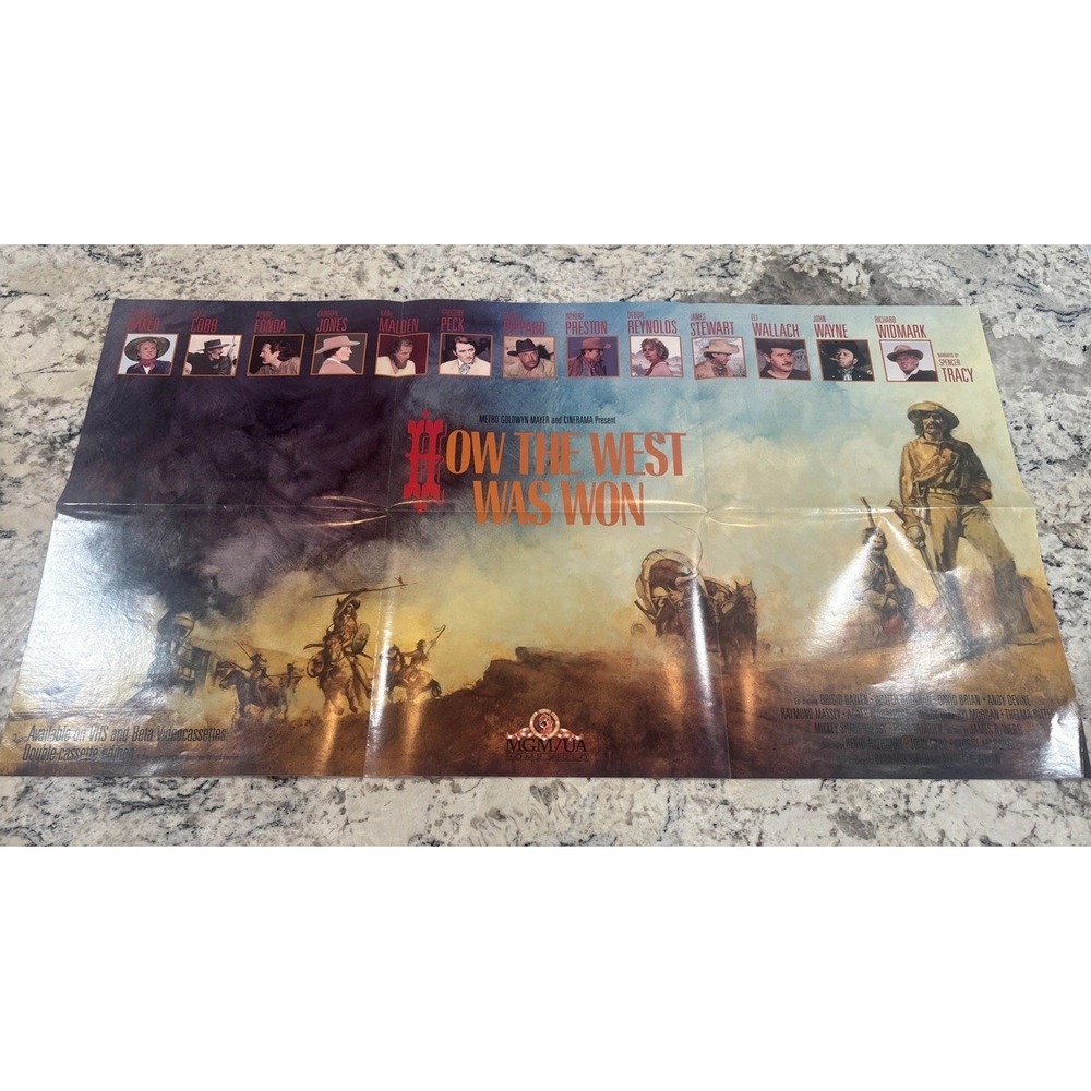 How the West Was Won 1980s Video Store Promo Poster John Wayne Rare MGM Western